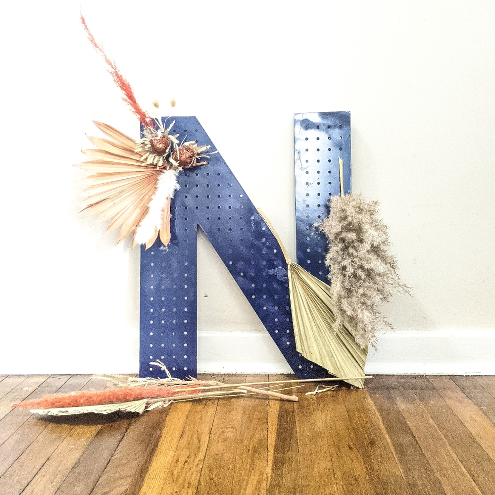 Large Pegboard Letter N Wedding Decor Bohemian